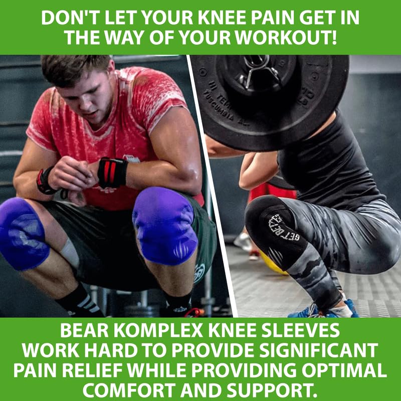 Bear KompleX Knee Sleeves for Weightlifting, Lifting Knee Sleeves for Men & Women, 5mm/7mm Compression Neoprene Knee Sleeve Support for Squats, Powerlifting, Gym & CrossFit