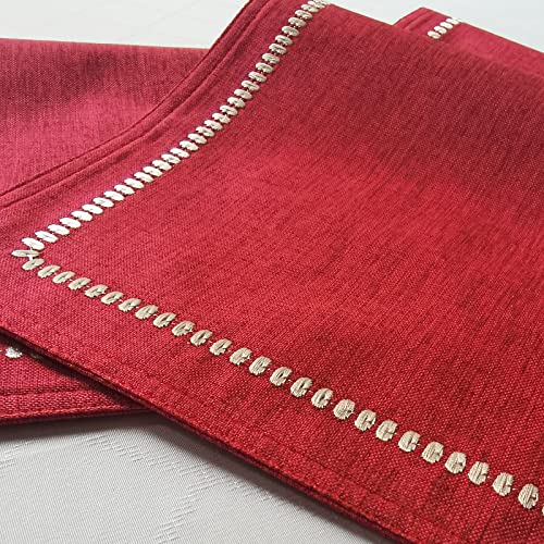 Cloth Placemats Set of 4 for Dining Table, Fabric Placemats with Embroidery, Table Mats for Dining Table 12"x18" (Black, 4 pcs)