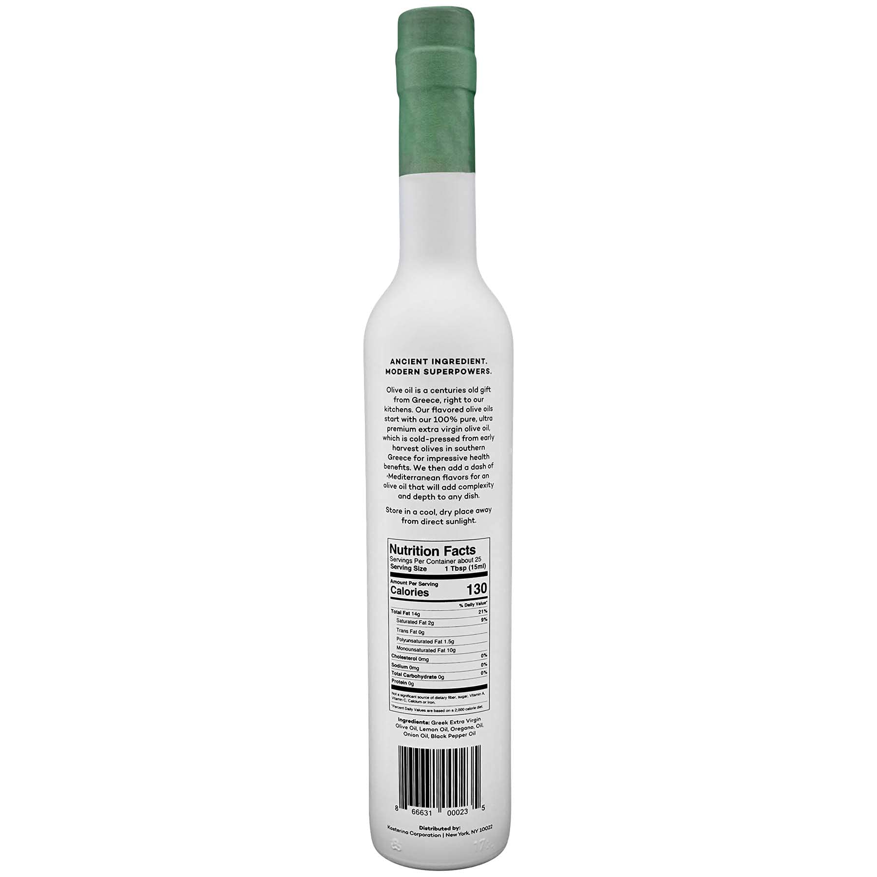 Kosterina - Greek Herb & Lemon Olive Oil, Cold-Pressed EVOO, Made from 100% Pure Early Harvested Koroneiki Olives, Authentic Mediterranean Flavors, Incredible Superfood, Smooth & Fresh Taste (12.7 oz)