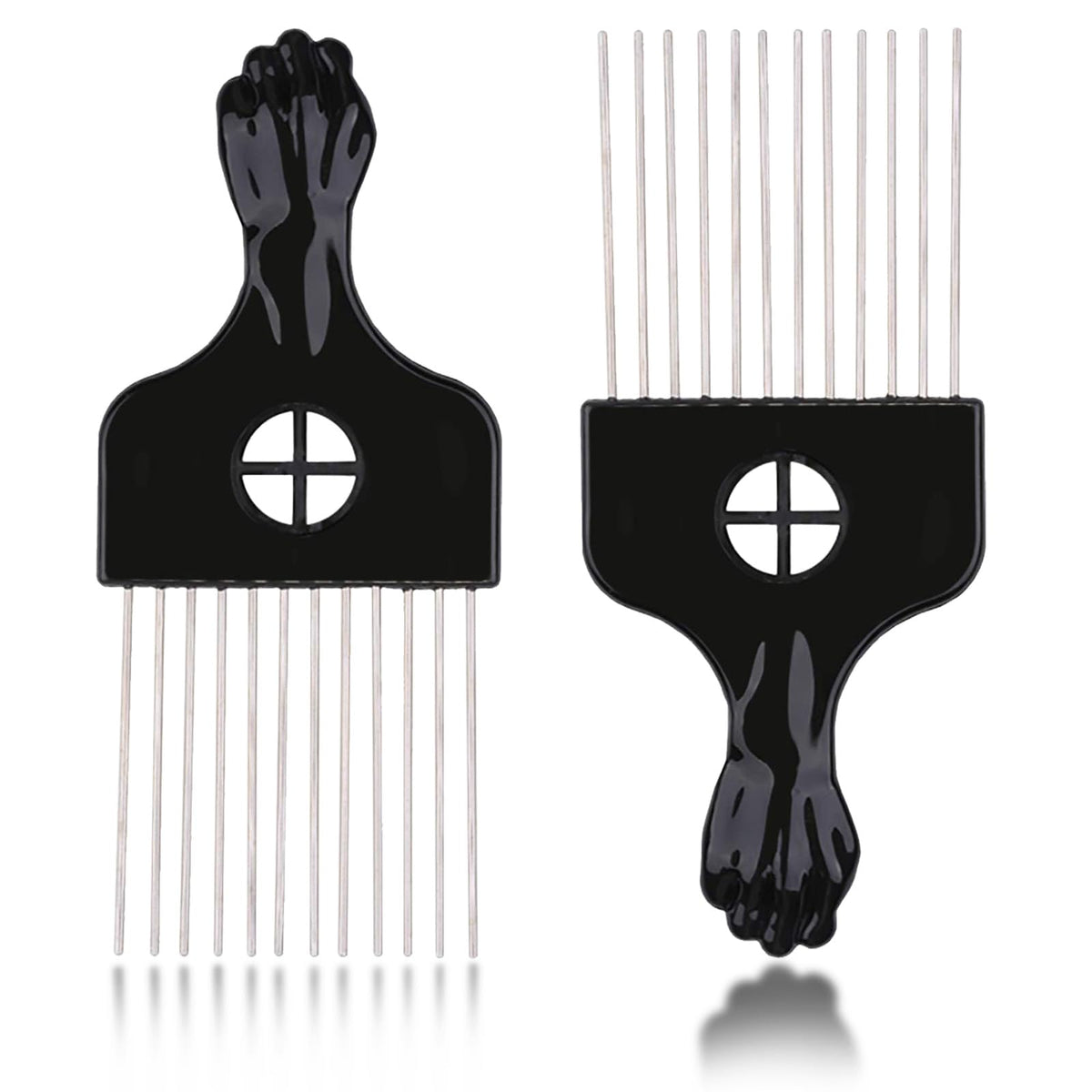 2 Pack Afro Pick, Hair Pick, Metal Pick Comb, Detangle Wig Braid Hair Styling Comb, Hair Comb Pick