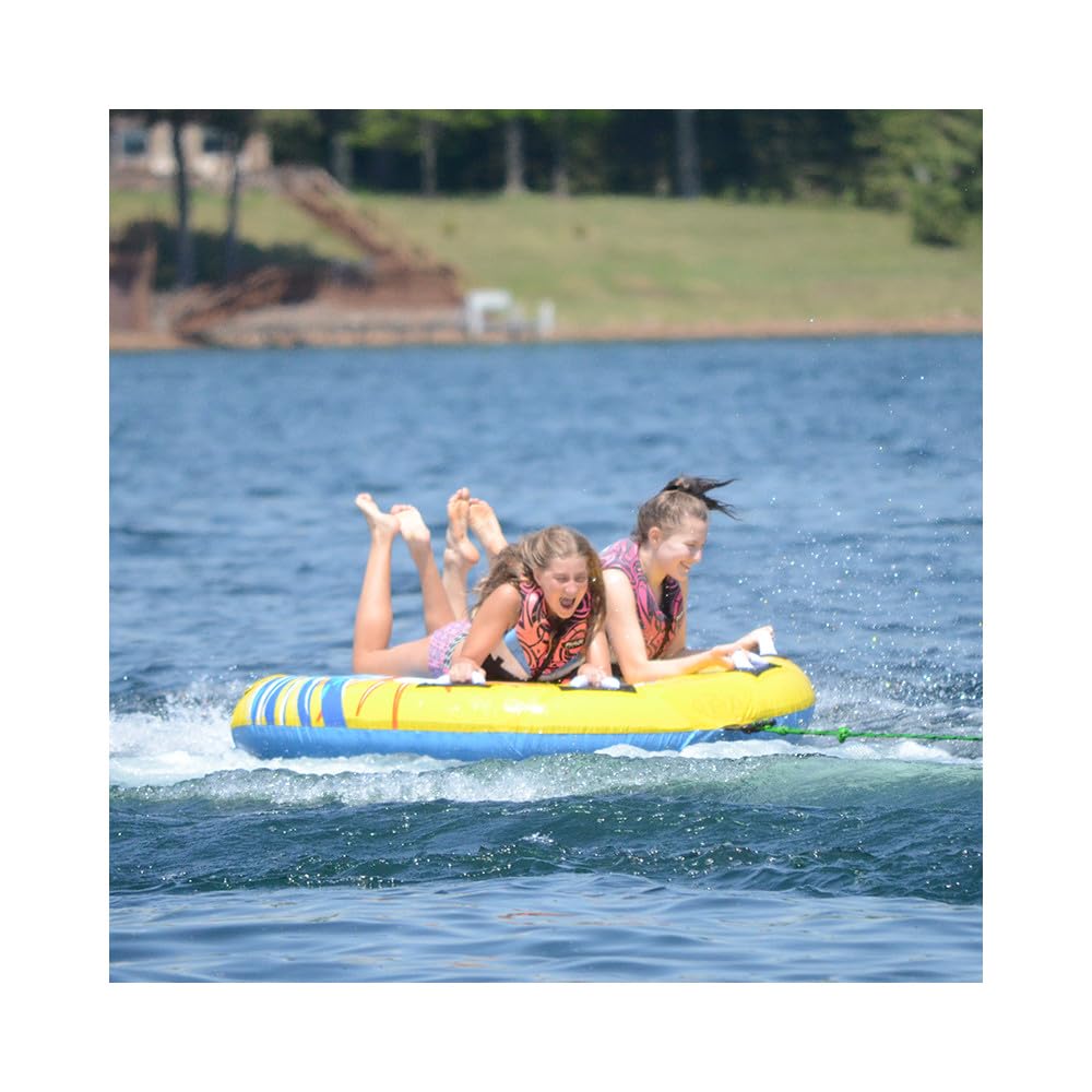 RAVE Sports Getaway Boat Towable Tube for 1-2 Riders, Heavy-Duty Durable Construction for Pulling Behind Boat, Skim-Fast Bottom Coating for Extra Glide