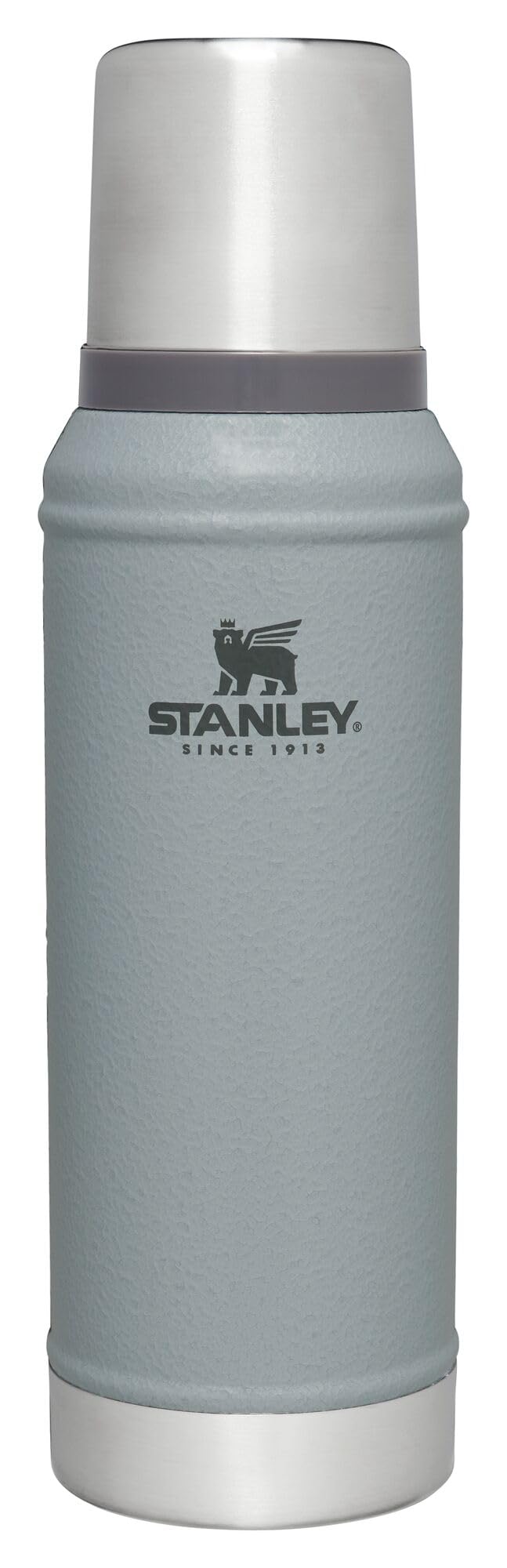 Stanley Classic Vacuum Insulated Wide Mouth Bottle - Hammertone Silver - BPA-Free 18/8 Stainless Steel Thermos for Cold & Hot Beverages - 1.0 QT