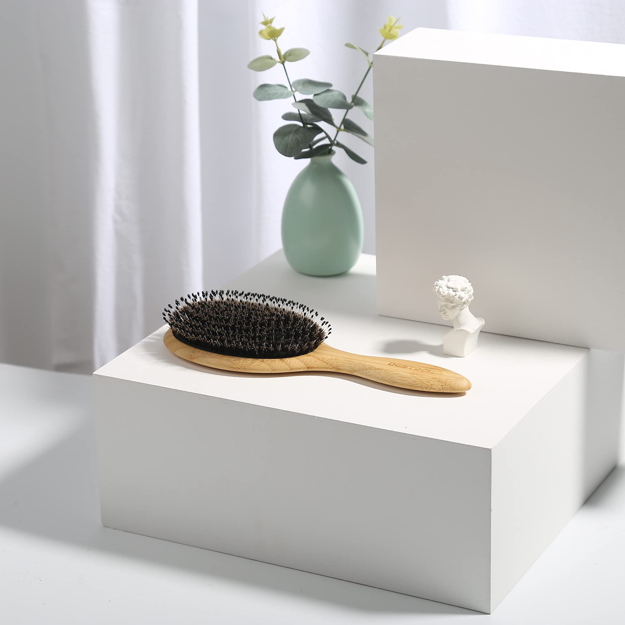 BESTOOL Hair Brush, Boar Bristle Hair Brushes for Women men Kid, Boar & Nylon Bristle Brush for Wet/Dry Hair Smoothing Massaging Detangling, Everyday Brush Enhance Shine & Health (Round)