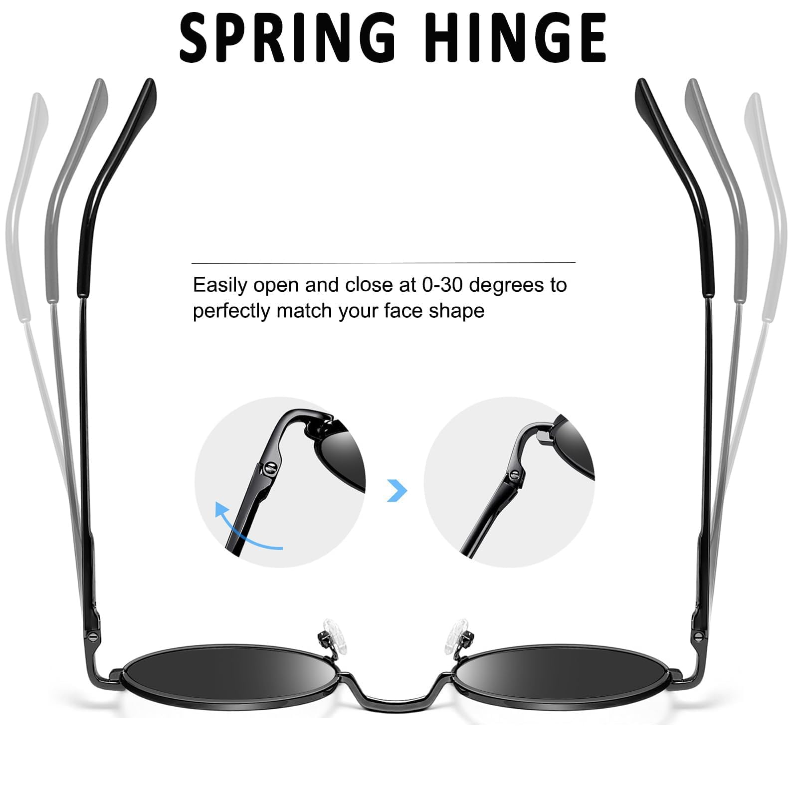Joopin Polarized Round Sunglasses Circle Sun Glasses UV Protection Circular Shades for Men Women Costume (Black Simple Packaging)