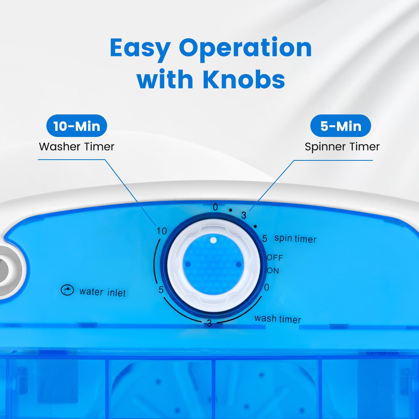 COSTWAY Portable Mini Washing Machine with Spin Dryer, Washing Capacity 5.5lbs, Electric Compact Machines Durable Design Energy Saving, Rotary Controller, Laundry Washer for Home Apartment RV, Blue