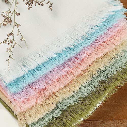Dololoo Handmade Cloth Napkins with Fringe, 18 x 18 Inches 100% Cotton Thick Table Napkins, Set of 4 Rustic Fringe Washable Dinner Napkins for Wedding, Christmas, Party and Dinner - Beige