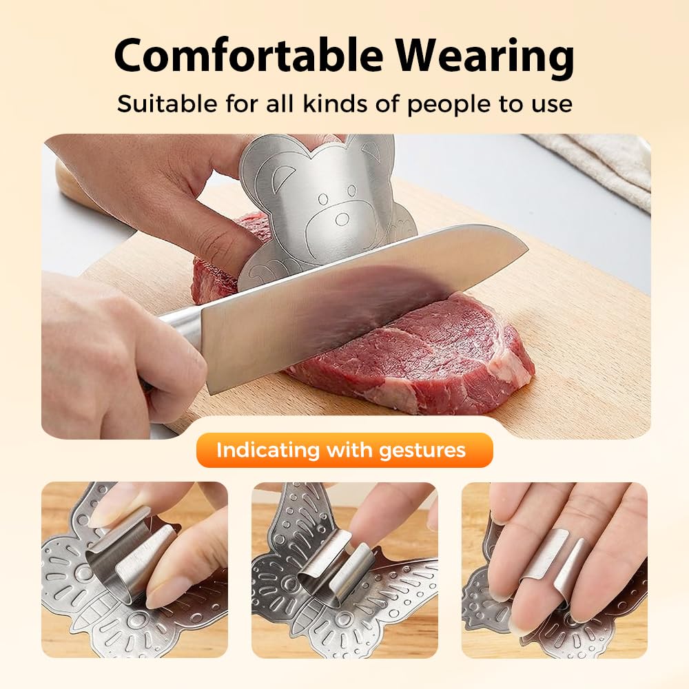 Stainless Steel Finger Guard, 2026 Upgrade Finger Protector for Cutting, Cute Butterfly & Bear Styles Safe Slicing Tool for Chopping Dicing Kitchen Food Prep (Butterfly-2PCS)