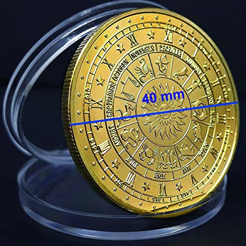 12 Constellation Challenge Coin Gold-Plated Lucky Coin, Birthday Present Gift for Him or Her (Aquarius)