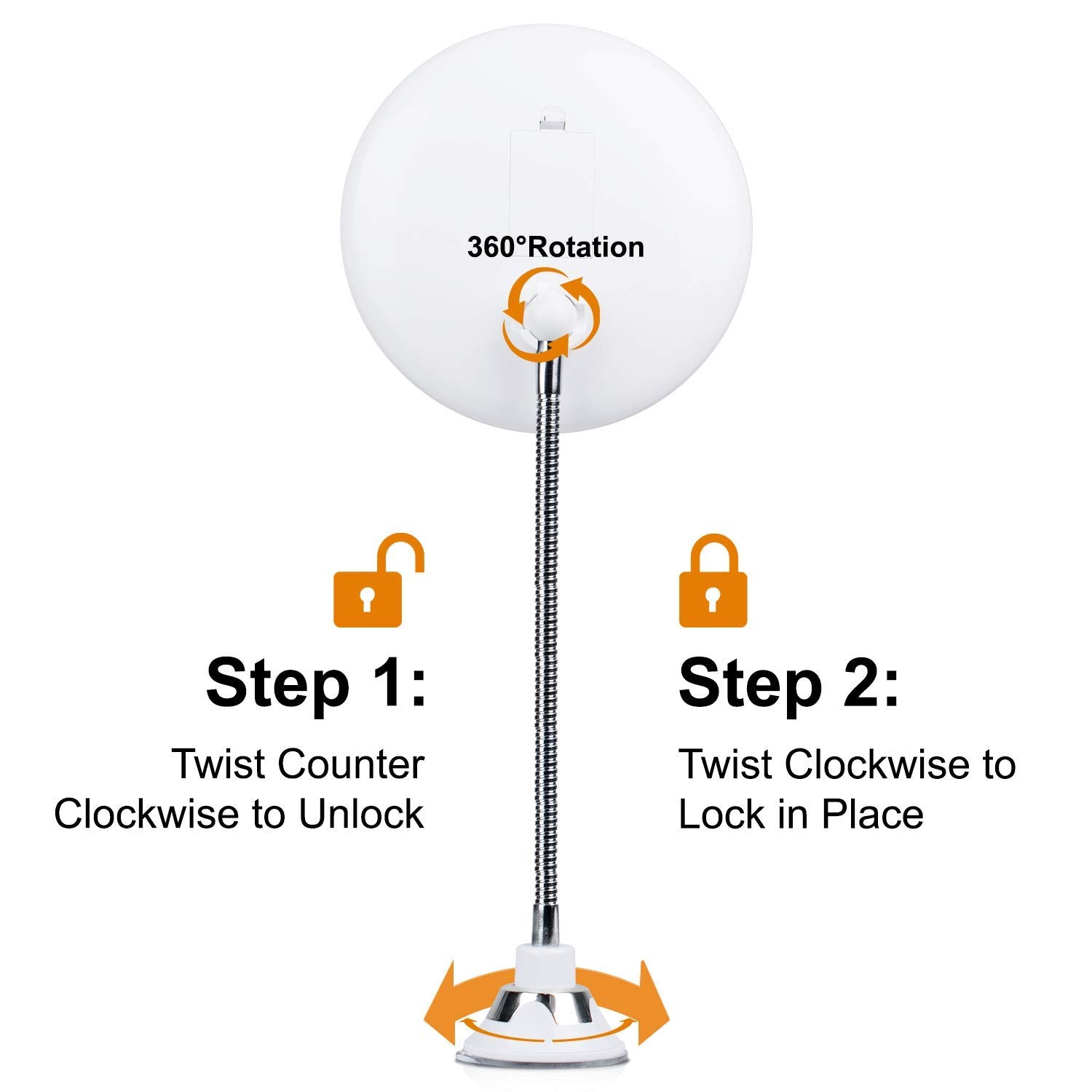 10x Magnifying Mirror with Light, Flexible Gooseneck Make up Mirror with Lights and Magnification, Battery Operated Cordless Magnified Mirror with Suction Cups for Wall Bathroom