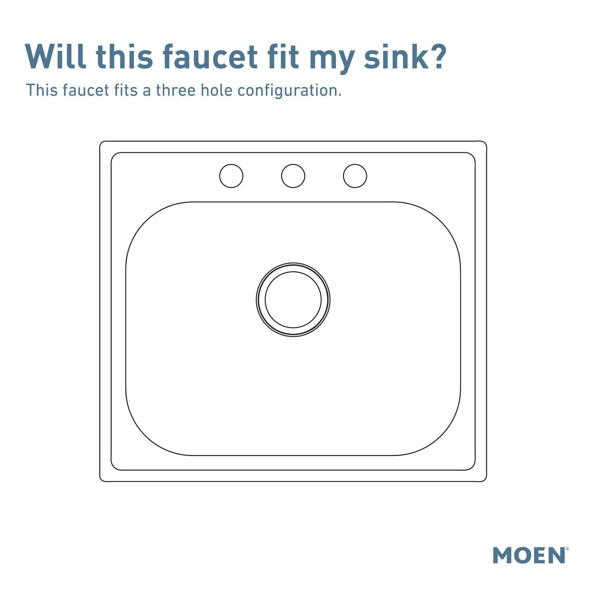 Moen Chateau Chrome One-Handle Low-Arc Kitchen Faucet with Side Sprayer in Deck Plate for 3-Hole Setup, 7434