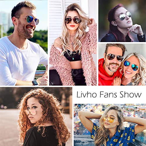 livho Sunglasses for Men Women Aviator Polarized Metal Mirror UV 400 Lens Protection