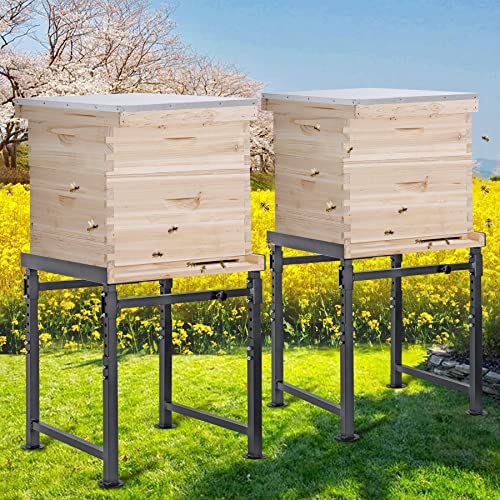 Neorexon Adjustable Metal Hive Stand, Sturdy Beehive Stand Adjustable Height 15” - 19” & Adjustable Width 14.5” - 24.5”, Easy to Assemble Bee Stand for Beekeeping