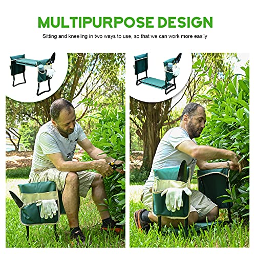 KVR Upgraded Garden Kneeler and Seat with Thicken & Widen Soft Kneeling Pad,Heavy Duty Foldable Gardener Stool with 2 Tool Pouches,Gardening Gifts for Women Mom Men Seniors¡…