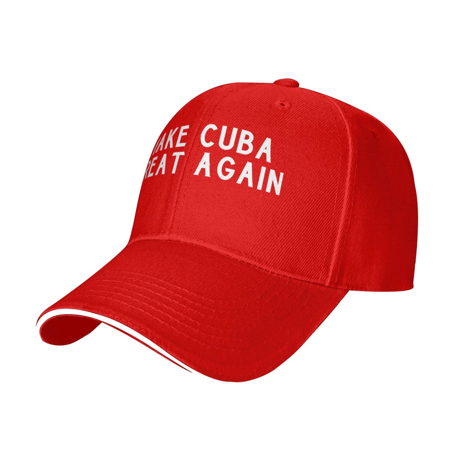 Make Cuba Great Again Baseball Caps Dad Hats Adjustable Trucker Hat for Men Women,Red