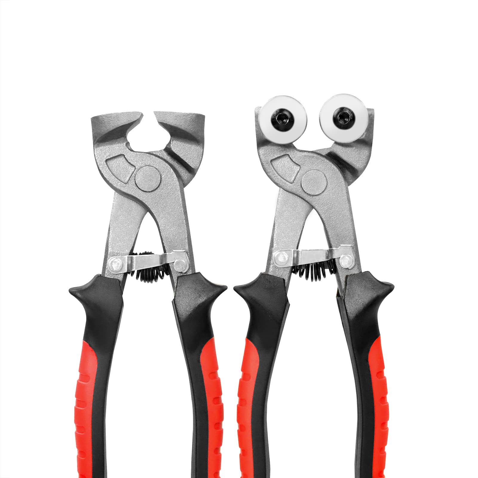 TILER 2 Piece Glass Tile Nippers Set - Heavy Duty Wheeled Glass Mosaic Nipper & Hd Ceramic Tile Nipper, Tile Cutter Pliers Soft-grip Handle - Shapping Plier,Stone, Metal