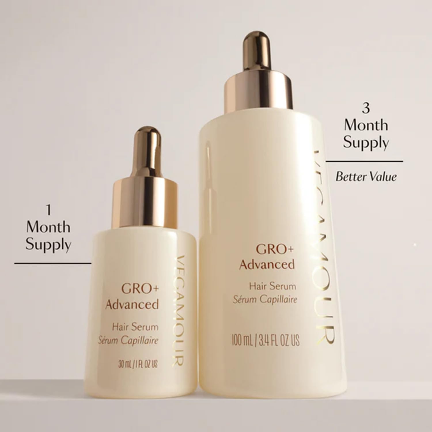 VEGAMOUR GRO+ Advanced Hair Serum for Improving Hair Density, Tonic Reduces Shedding and Promotes a Healthy Scalp, 30 Day Supply, 1 fl oz, New Packaging