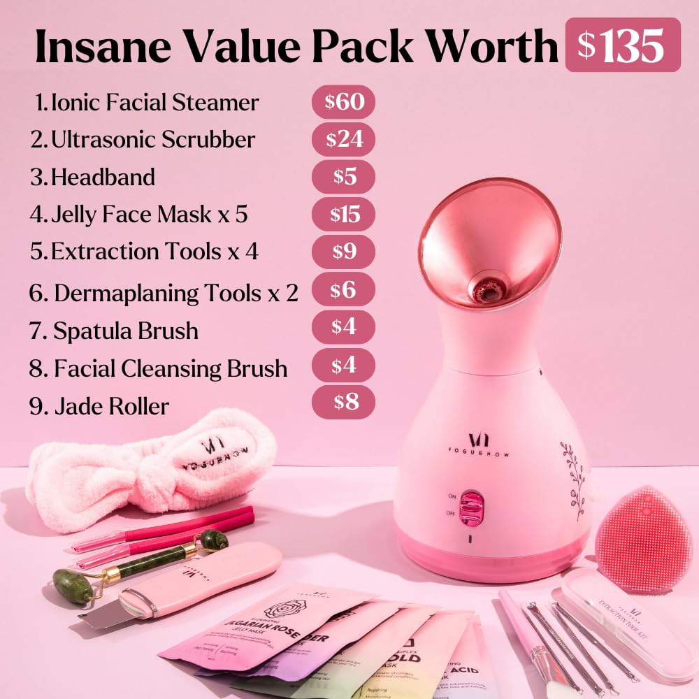 Facial Steamer Spa Gifts with Complimentary 17 Skin Care Tools | Face Steamer Gift Set for Women with Towel Warmer & Humidifier Mode| Self Care Gifts for Women, Spa Gifts, Womens Christmas Gifts