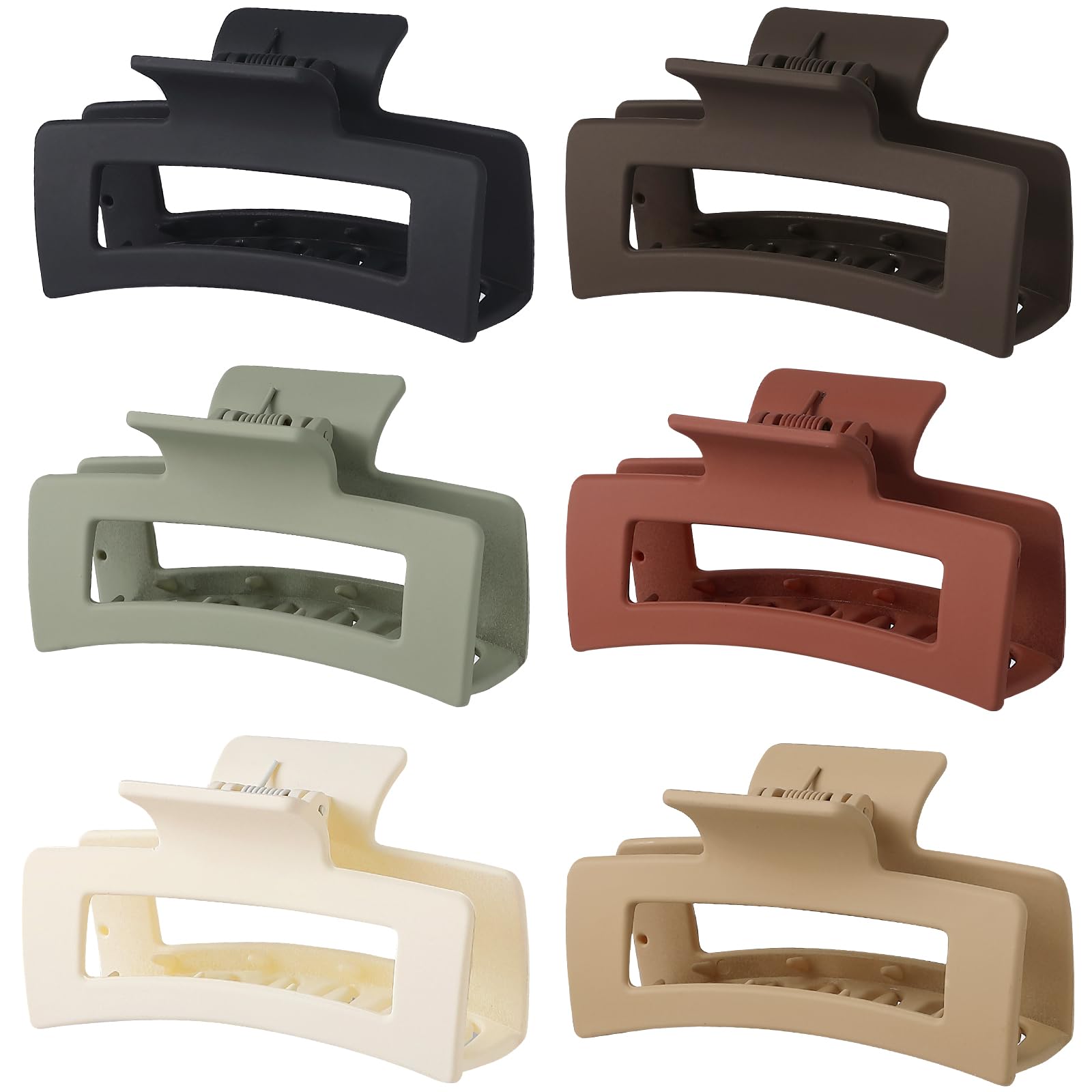 Sisiaipu Hair Clip, 3.5 Inch Medium Hair Claw Clips 6 Pack for Women - Brown Hair Accessories