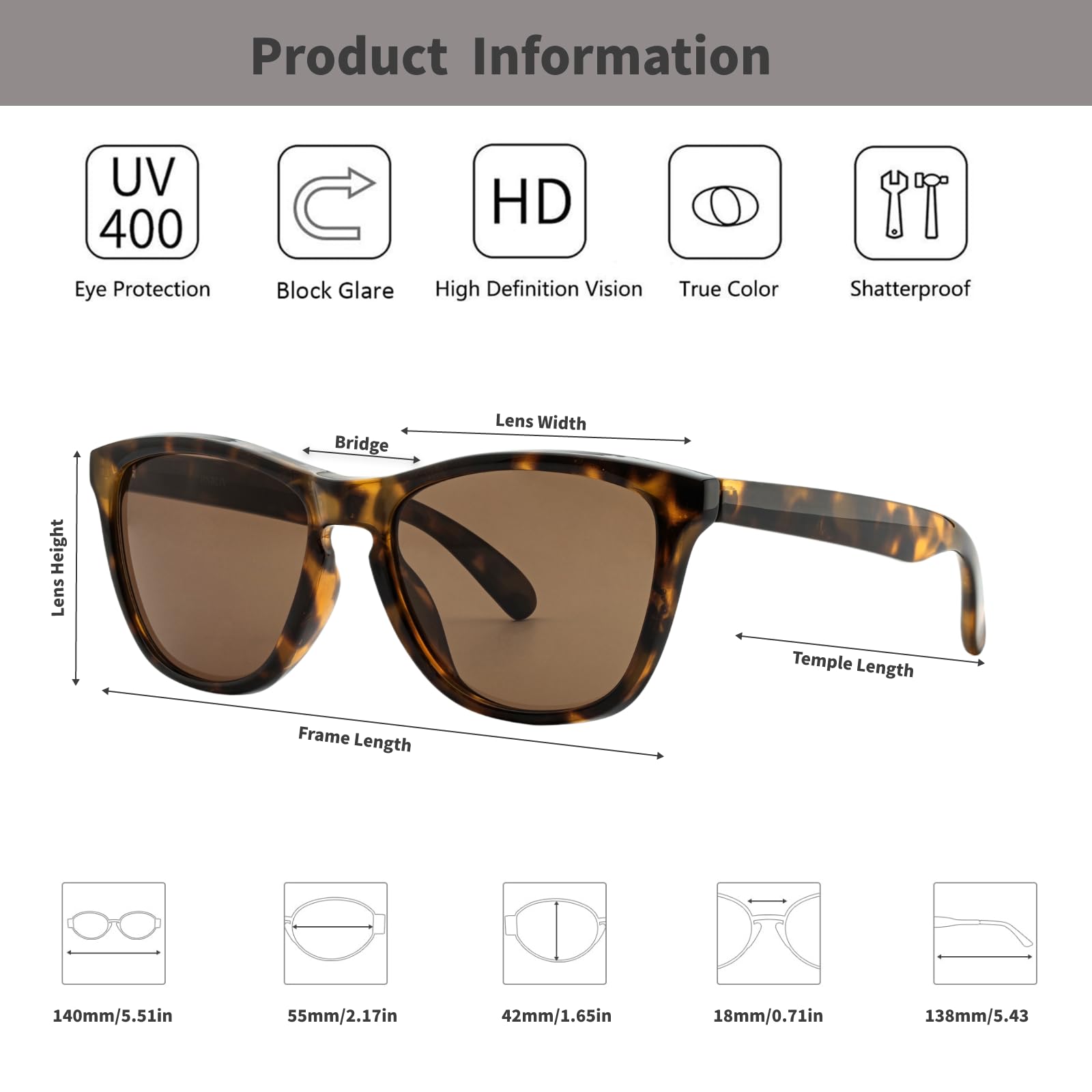 hnbliv Retro Square Big Sunglasses for Women & Men Trendy Oversized Classic Shades with UV400 Protection Unisex Tortoise Frame