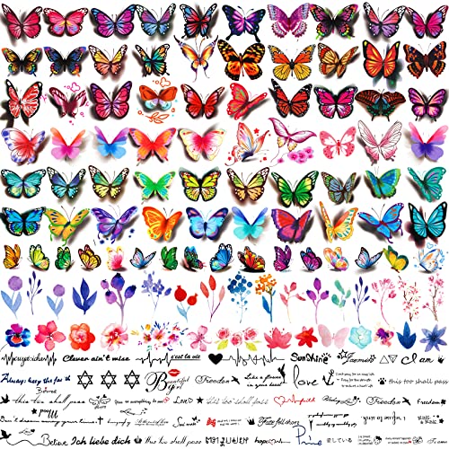 52 Sheets Black Halloween Temporary Tattoos for Kids Men Women, Include 10 Sheets Large Half Arm Sleeve Fake Tattoos, 200+ PCS Spider Snake Tiger Lion Skull Bat Vampire Scar Halloween Tattoos