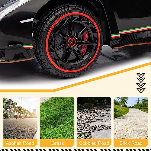 Winado 12V Ride on Car, Electric Vehicle Licensed Lamborghini Veneno for Kids, Battery Powered Car Toy w/Parent Control, Hydraulic Doors, 3 Speeds, LED Headlights, Horn, Engine Sounds - Black