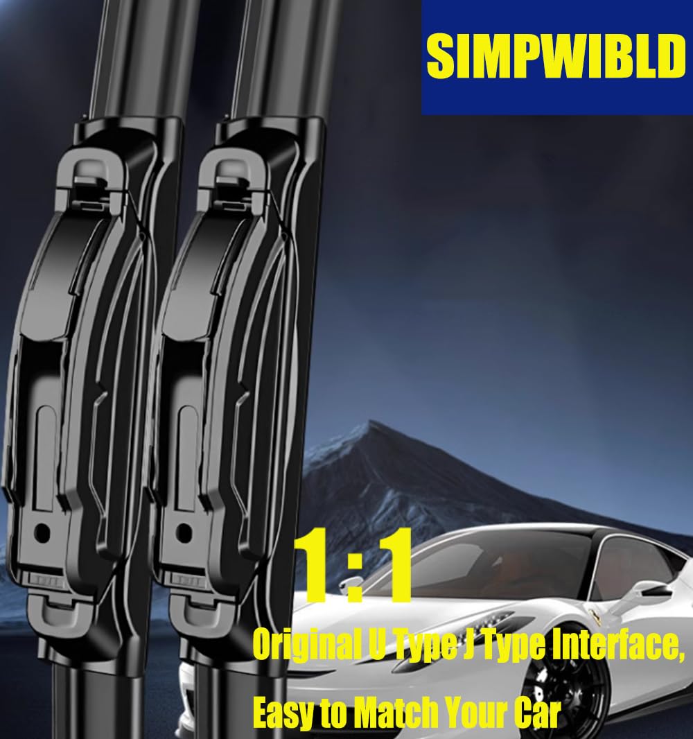 SIMPWIBLD 3 wipers Replacement for 2009-2020 Honda Fit Windshield Wiper Blades Original Equipment Replacement 28"+14"+14" (Set of 3) U/J HOOK