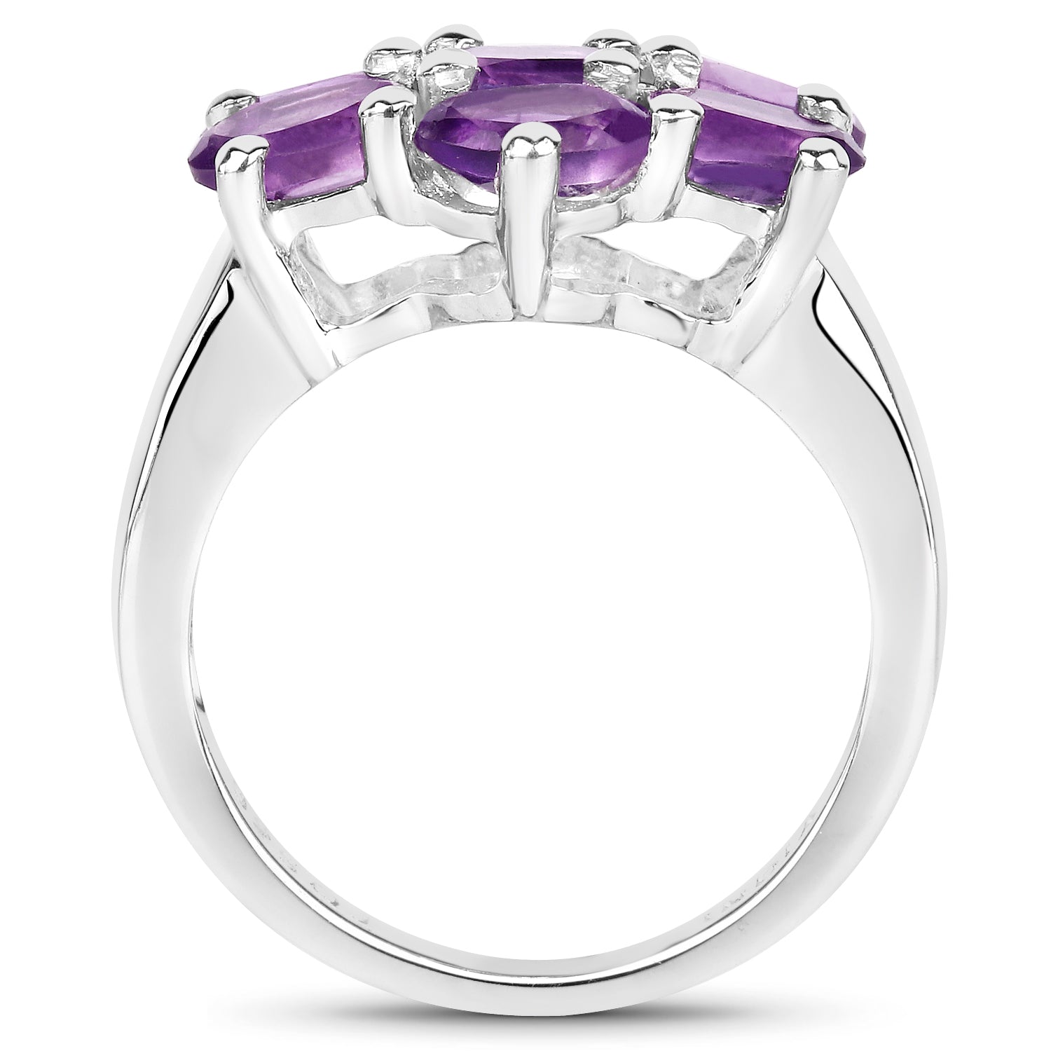 3.01 Carat Genuine Amethyst .925 Sterling Silver Ring