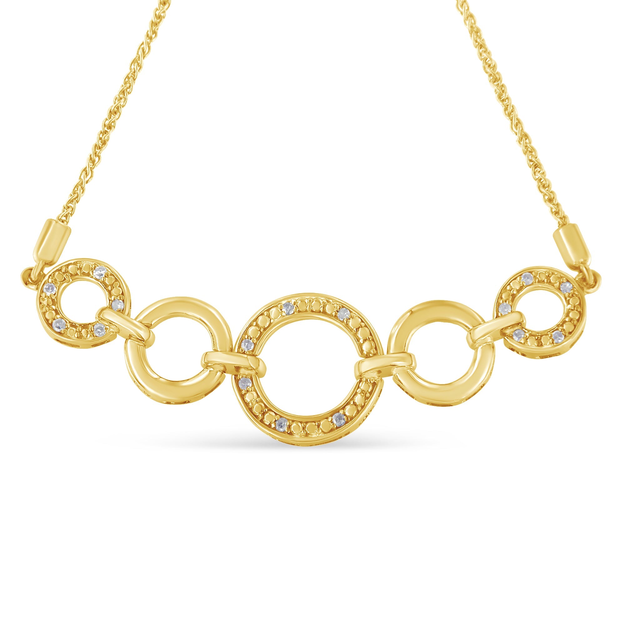 10K Yellow Gold over .925 Sterling Silver Diamond Accented Graduated Infinity Open Circle 6â€-9†Adjustable Bolo Bracelet (H-I Color, I2-I3 Clarity)