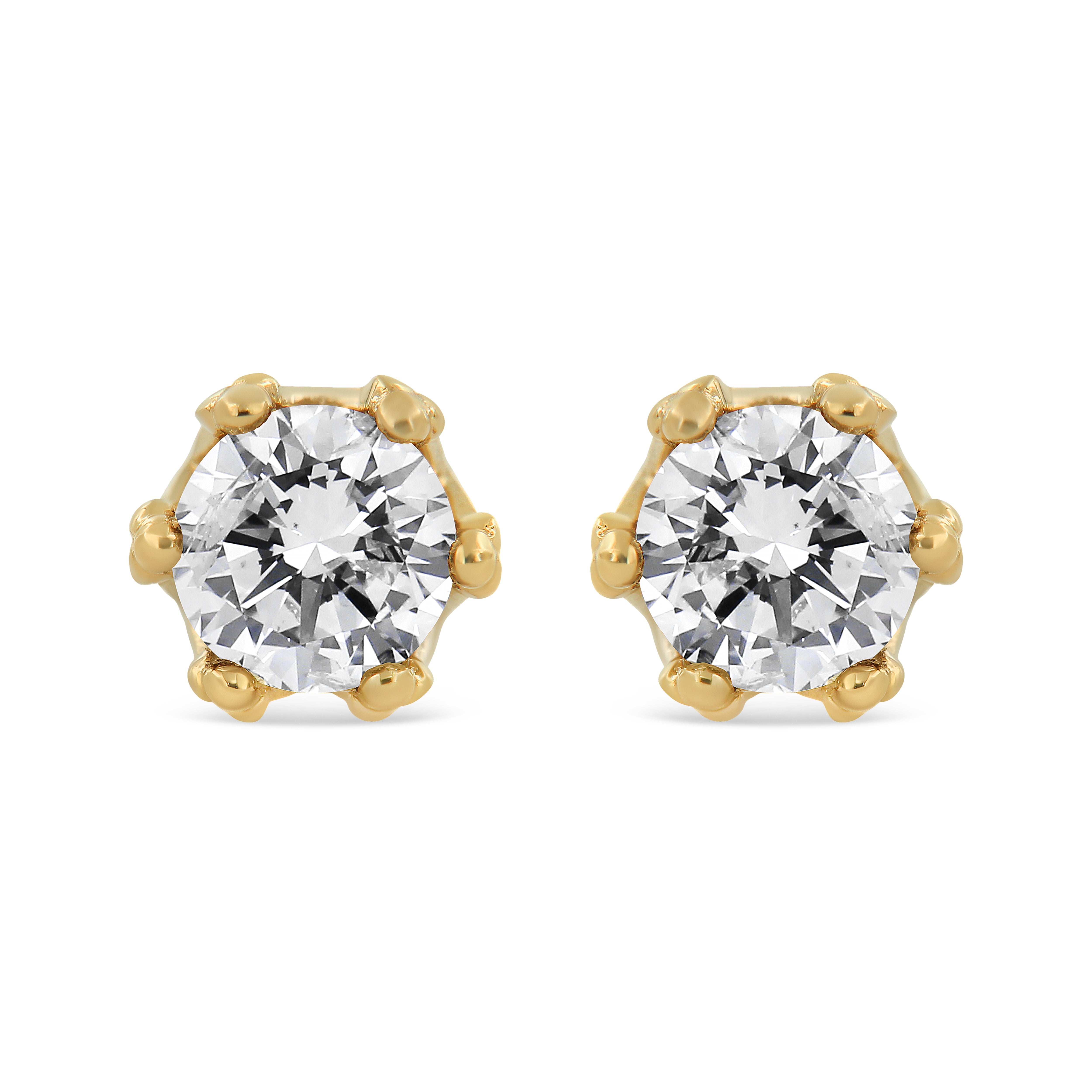 14K White Gold 1/2 Cttw Round Diamond Crown Stud Earring (I-J Color, I1-I2 Clarity)