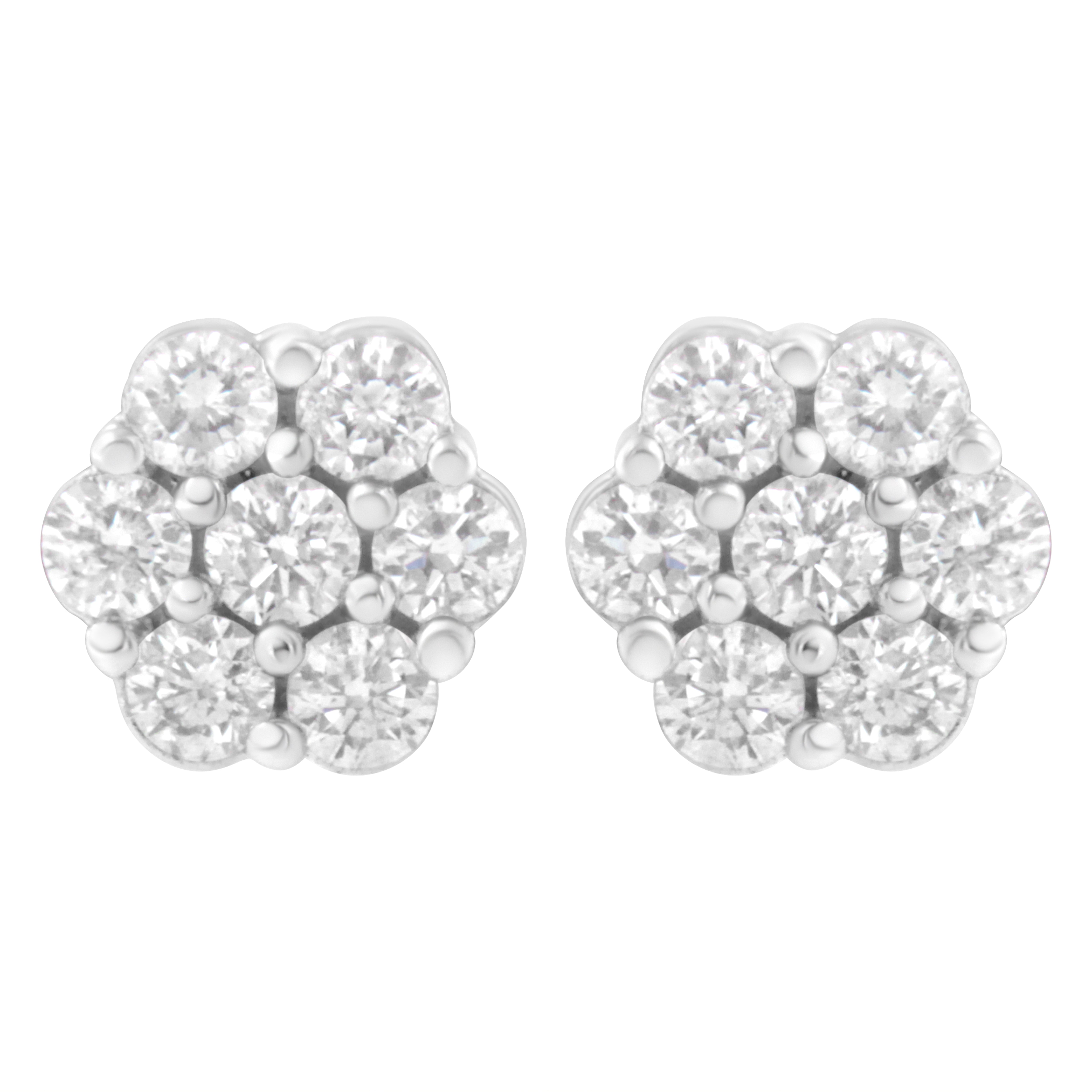 14KT White Gold 1 cttw Diamond Composite Stud Earrings (I-J, SI2-I1)