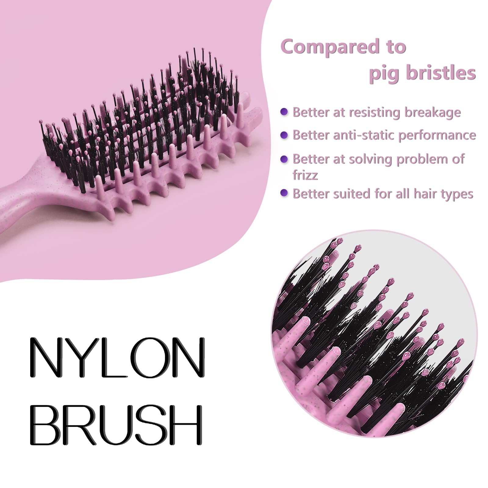 Curly Hair Brush,Curl Defining Brush for Effortlessly Defined Curls & Waves,Vented Hair Brush for Wet & Dry Hair,Women and Men,Reduces Frizz (Pink)