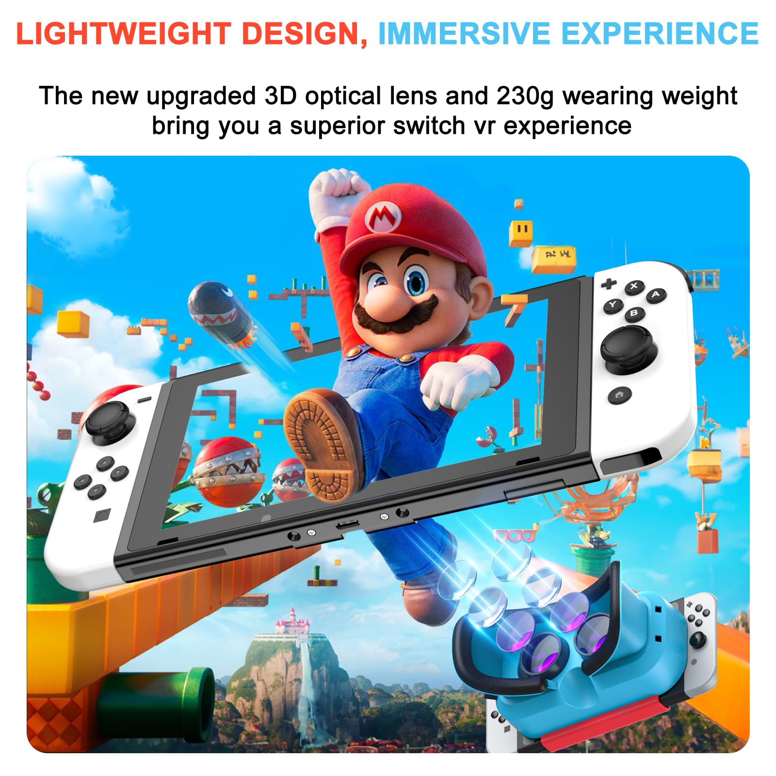 WinDrogon VR Headset, Designed for Nintendo Switch & Switch OLED Accessories for Switch VR Games, Labo VR and YouTube VR, VR Glasses with Adjustable Pupil Distance and Adjustable Switch Goggles Strapβ¦