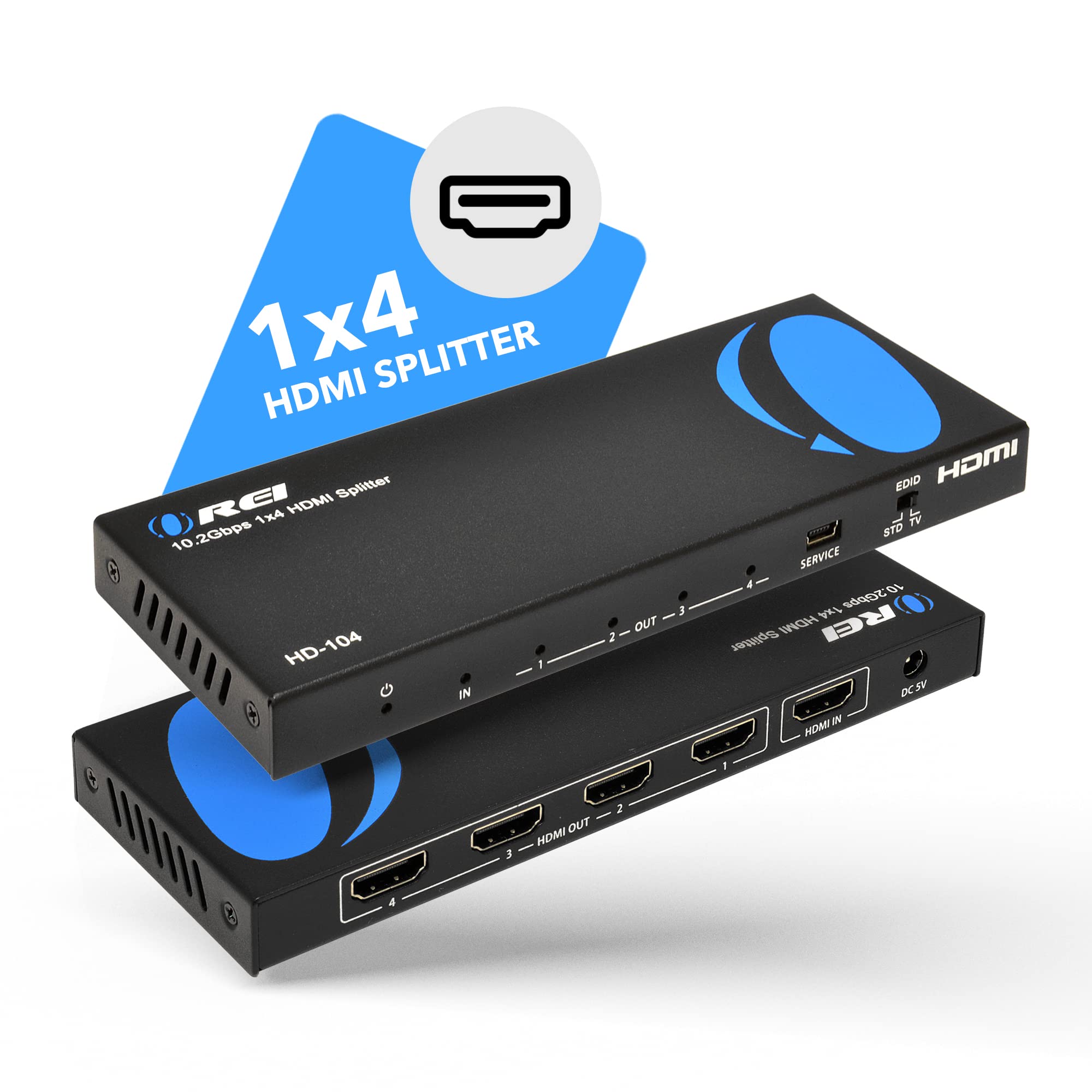 OREI HDMI Splitter 1 in 4 Out – 4K@30Hz HDMI 2.0 Splitter with HDCP 1.4, EDID Management, and LPCM/Dolby/DTS Audio Support–Compact Plug & Play Design