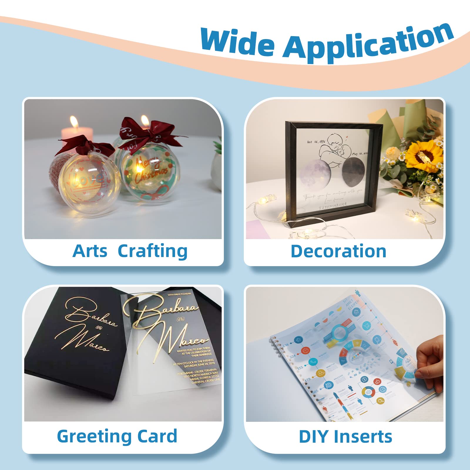 Uinkit Inkjet Transparency Film 50 Sheets 8.5x11 OHP Overhead Projector Film for DIY Crafting 100% Clear Transparency Paper For Inkjet Printer