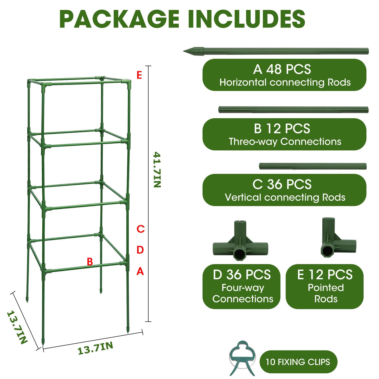 MQHUAYU 3 pack Tomato Cages, Square Tomato Plant Stakes Support Cages Trellis for Garden Climbing Vegetables Flowers Fruits (3 Pack - Extra Bold)