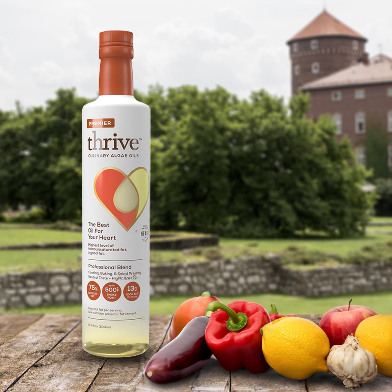 Thrive Algae Cooking Oil - Heart and Health-Conscious Cooking Oil, Rich in Omega-9 Monounsaturated Fat, Premier Blend, 16.9 fl oz
