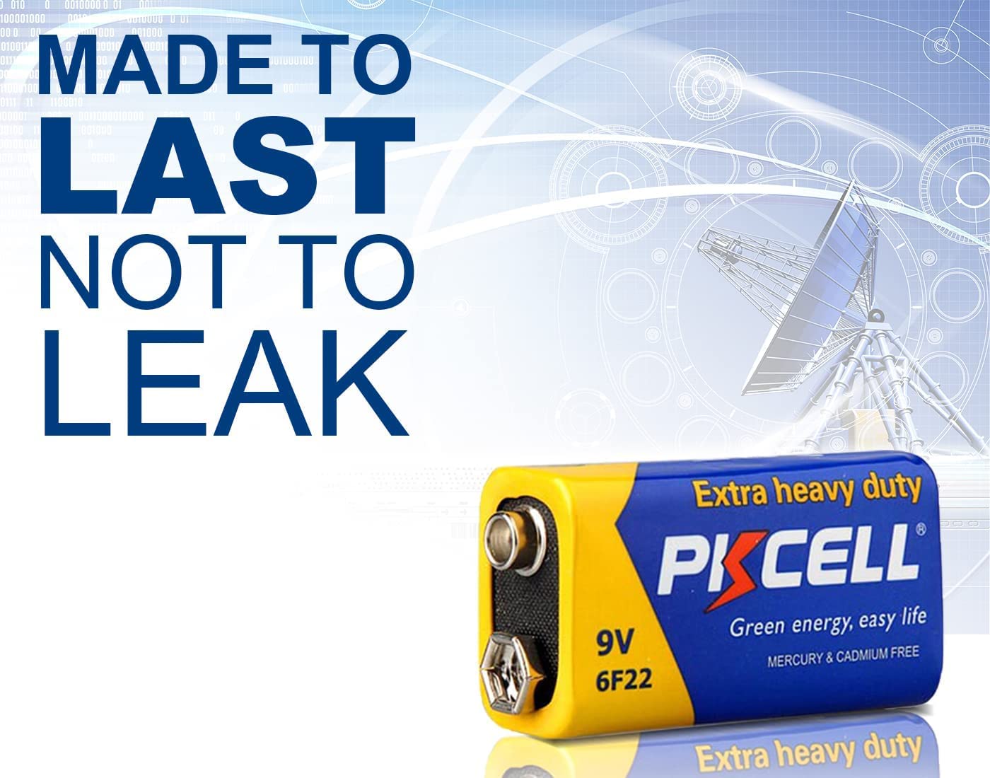 PKCELL 9V Battery Carbon Zinc for Smoke Detectors 6F22 Battery, 10-Year Shelf Life,Ultra Long-Lasting(4 Count)