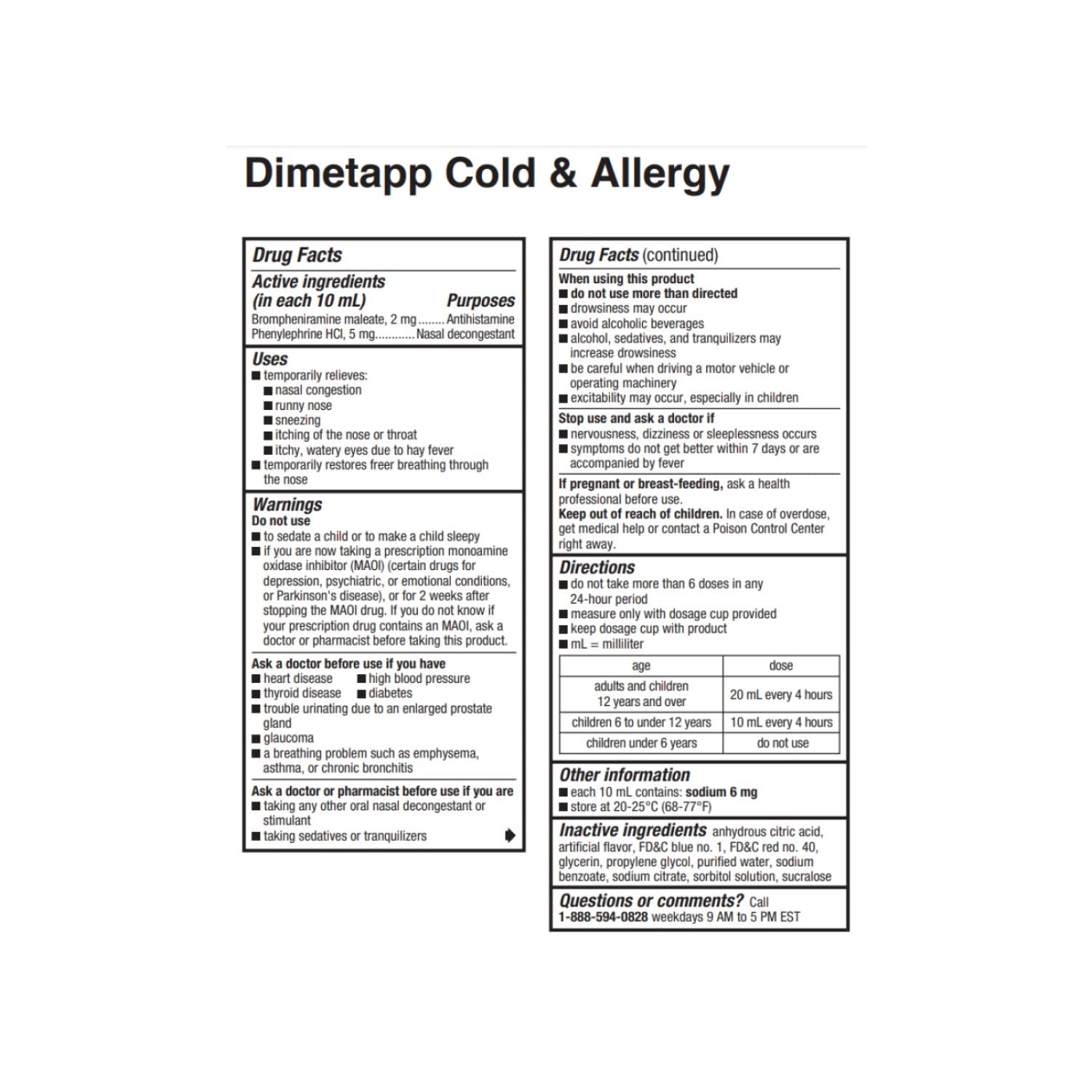 Children’s Dimetapp® Cold & Allergy Liquid – Grape Flavor, Alcohol-Free, 8 fl oz - 3 Pack