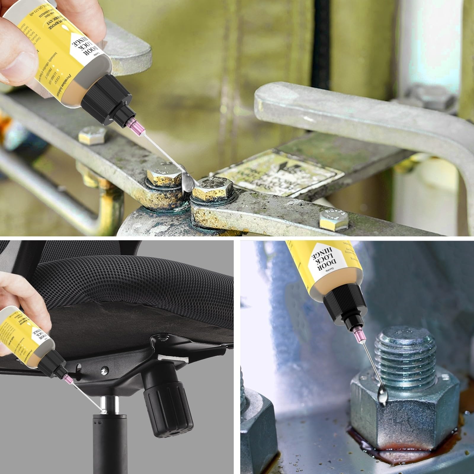 Qucship Door Hinge Lubricant 1 oz Needle Oiler, Upgraded Squeaky Door Hinge Lubricant, Long-Lasting Lock Lubricant for Door, Hinge, Lock, Tools, Bicycles