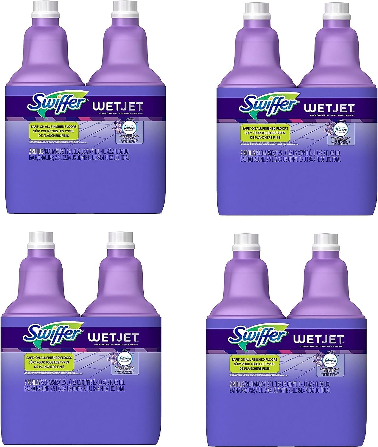Swiffer WetJet Multi-Purpose Floor and Hardwood Cleaner Solution with Febreze Refill, Lavendar Vanilla and Comfort Scent, 1.25 Liter, OKpFMr 8 pack