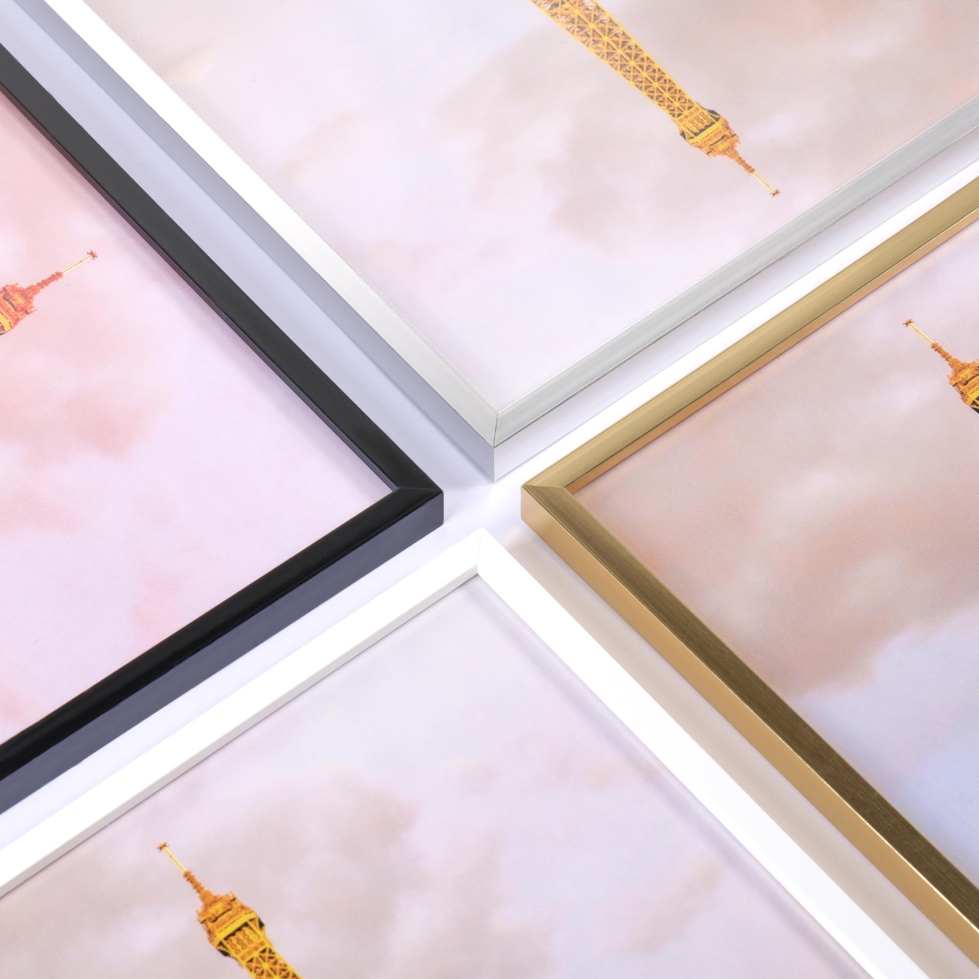 upsimples 5x7 Picture Frame Set of 3, Made of High Definition Glass for 5x7 Black Frames, Wall and Tabletop Display Thin Border Photo Frame for Home Décor