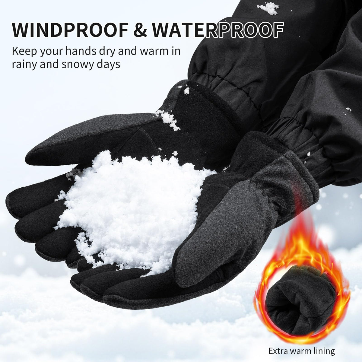 OZERO Winter Gloves, -20°F(-29℃) Cold Proof Thermal Work Glove - Deerskin Suede Leather Palm and Polar Fleece Back with Heatlok Insulated Cotton - Hands Warm in Cold Weather for Women and Men