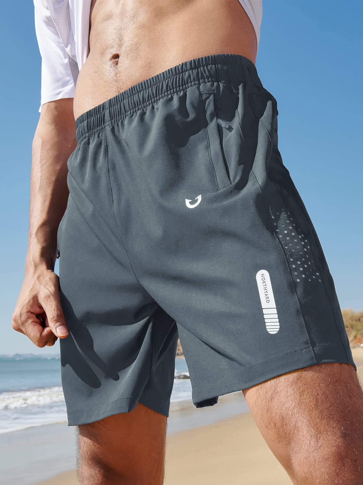 NORTHYARD Men's Athletic Hiking Shorts Quick Dry Workout Shorts 7"/ 9"/ 5" Lightweight Sports Gym Running Shorts Basketball Exercise COOLGREY M