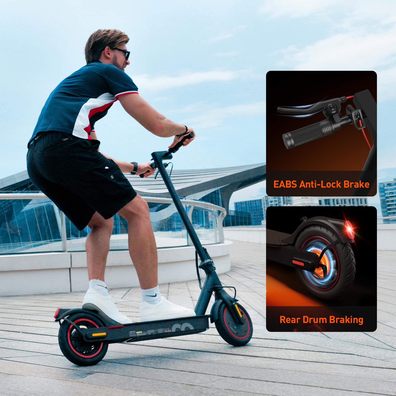 Fcgeoi Electric Scooter, 500W Powerful Motor, 18 MPH Top Speed, 21 Miles Long Range, 8.5" Tires EScooter, Drum Brake, Foldable Lightweight Commuting Electric Scooter for Adults