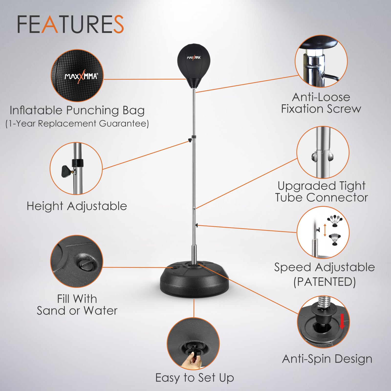 MaxxMMA Speed-Adjustable Freestanding Reflex Bag Kit