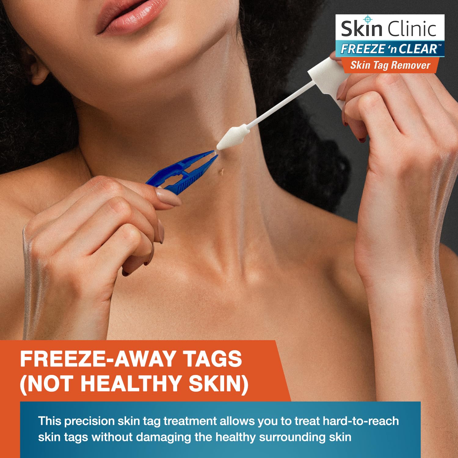 Skin Clinic FREEZE 'n CLEAR SkinTAG Remover (FDA-Cleared) at Home Cryo Kit (As Little As 1 Treatment) 8 Applicators + Tweezers