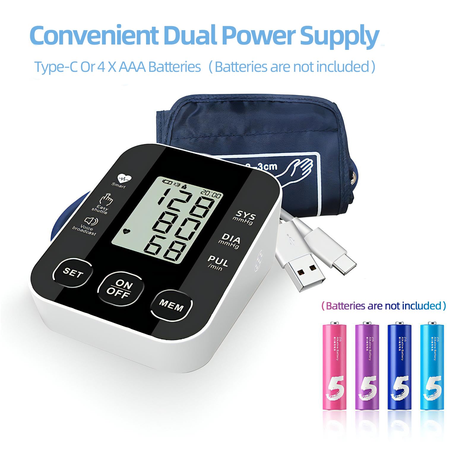 Upper Arm Blood Pressure Monitor Premium Blood Pressure Machine Automatic Arm BP Machine - Cuff 8.7''-12.6'', 100 Memory Sets, Voice Broadcast, High Precision Irregular Heartbeat Detector