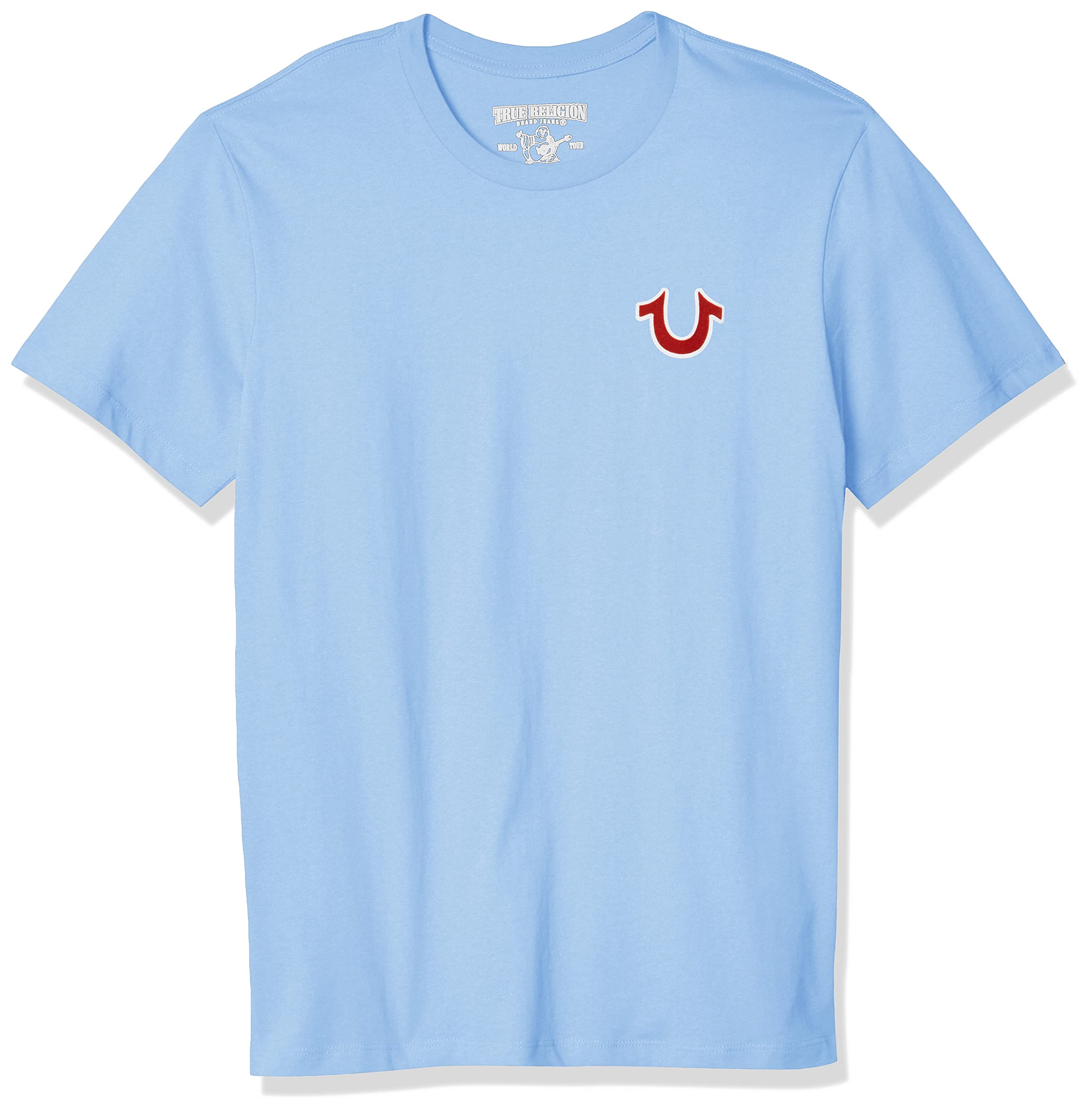 True Religion Men's Buddha Logo Crew Neck Tee, Oasis Blue, Small