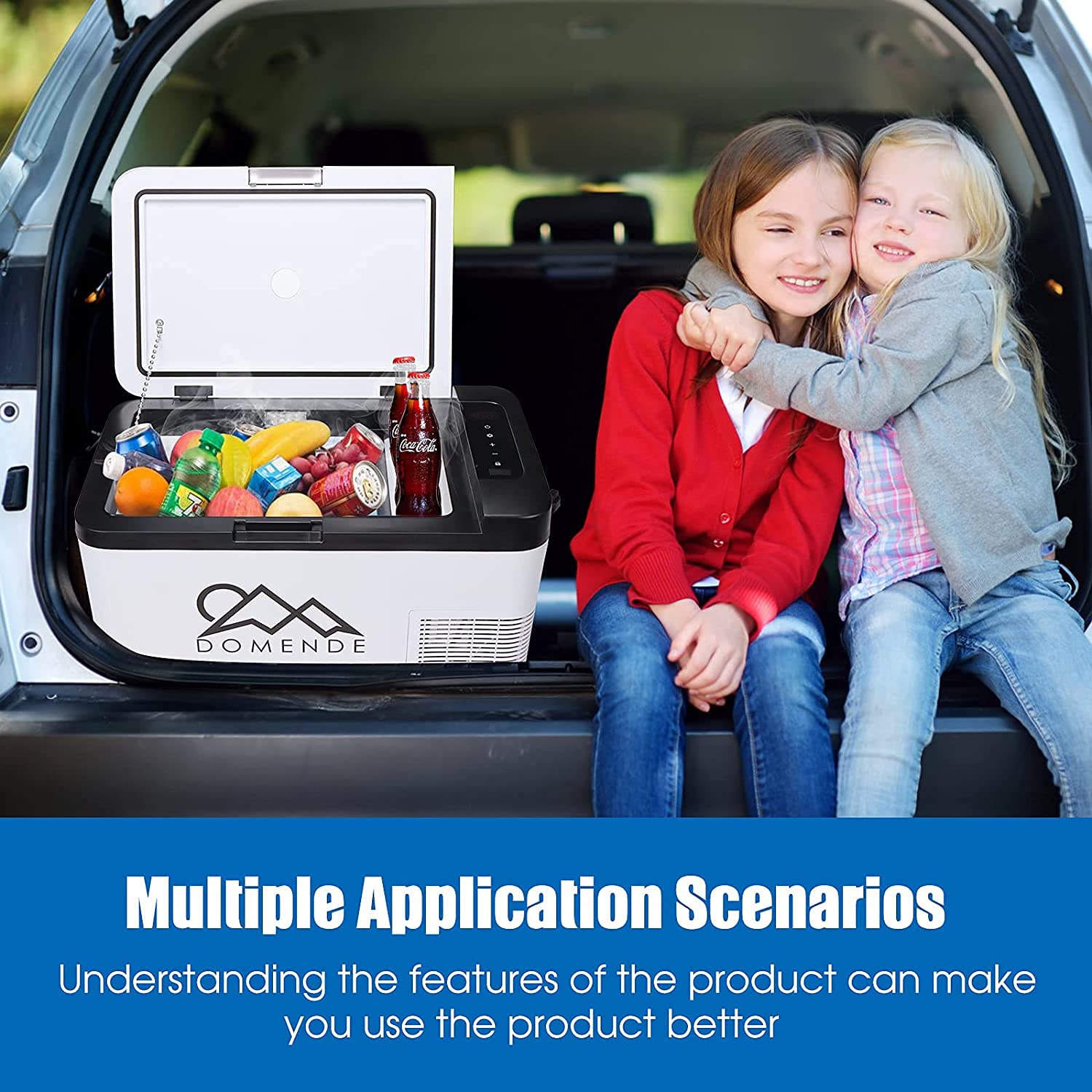 Domende 12 volt Refrigerator Portable Freezer Fridge Electric Cooler (-4℉-68℉) with 12/24V DC & 110V AC Cord for Car, RV, Truck, Van, Boat for Camping, Travel, Fishing Outdoor…