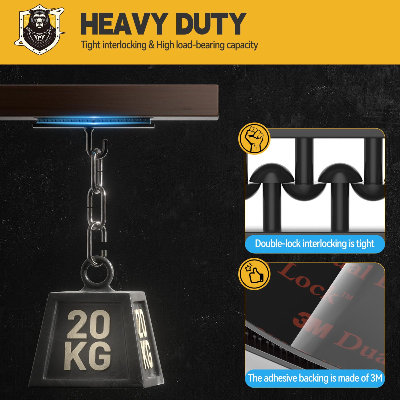 PHIXBEAR 16 Pcs Dual Lock Reusable Double Sided Tape Fasteners Made of 3M, Heavy-Duty EZ Pass/IPass/IZoom/SunPass Mounting Strips Waterproof and Heat-Resistant for Indoor and Outdoor Use, 1in x 2in